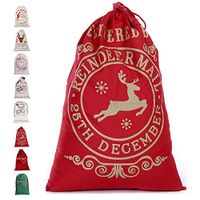 D.Home Bags Santa Sack Personalized for Kids Canvas Burlap Blank Bag Drawstring Extra Large Size 27.5"x19.5" (G)