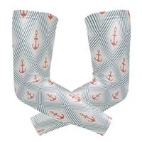 LEVEIS Anchor Shape Line Arm Sleeves UV Protection for Men Women Sunblock Protective Gloves Running Golf Cycling Driving Long Arm Cover 1 Pair