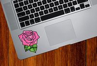 Yadda-Yadda Design Co. Rose Blossom D1 Stained Glass Style - Vinyl Decal for Trackpad | Tablet | Laptop YYDC (2.75" w x 2.75" h) (Pink)