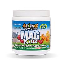 NaturesPlus Animal Parade Source of Life Sugar-Free MagKidz Children's Magnesium Powder Supplement - Natural Cherry Flavor - 0.37 lb - Bone & Muscle Health Support - Gluten-Free - 45 Servings