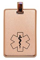 Dolceoro Customized Medical Alert Necklace, Personalized Laser Engraving - Rose Color Stainless Steel