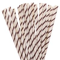 Dark Brown Narrow Striped Paper Straws (25)