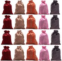 IBLUE 5”*7” Burlap Gift Pouches 20 Pack Drawstring Party Jewelry Wedding Favor Bag Candy Snack Sacks for DIY Craft Christmas Birthday P004 (Mixed Color)