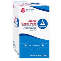 Dynarex 3352 Gauze Pad Sterile 1's 2x2 12 Ply 24/100 (2400/Case)