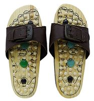 Thanks Giving Gift for Your Loved Ones, Wooden Footwear Massager, with Leather Strip Massager, Wooden Relaxing Acupressure Slippers/Chappals for Good Health, Gift for Christmas or Birthday W-40214