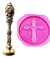 MNYR Vintage Jesus Cross Church Wax Seal Stamp Luxury Bronze Metal Peacock Decorative Wedding Invitations Gift Card Paper Stationary Envelope Seals Custom Company Monogram Wax Seal Sealing Stamp Set