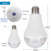 Light Camera Security 1080p WiFi Wireless Smart spy Bulb Camera Home Security Surveillance Video System Light Bulb Panoramic Camera 1080 IP 360 fisheye for Kids pet Dog cat
