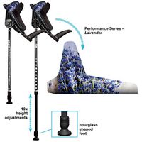 Smart Crutch Performance Series Forearm Crutch with Premium Spring Loaded Flextip, 15-90 Degree Rotation - 2 Adult Ergonomic Adjustable Walking Aids - Large, Lavender