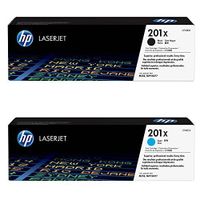 HP 201X (CF401X) Cyan High Yield Original LaserJet Toner Cartridge and HP 201X (CF400X) Black High Yield Original LaserJet Toner Cartridge Bundle
