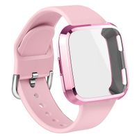 WEYDE Sport Band Compatible with Fitbit Versa, Soft Silicone Waterproof Replacement Wristband with Fitbit Versa Screen Protective case for Women Man