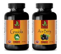 antioxidant Vitamins - GRAVIOLA Extract - ACAI Berry Extract - graviola Powder Organic - 2 Bottles Combo (60 Capsules + 60 Capsules)