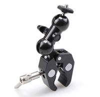FullCurn Multi-Functional Cool Ballhead Super Clamp 360° Articulation Double Ball Head Magic Arm Clamp Mount Double Ball Adapter with Bottom Clamp and Standard 1/4" Screw