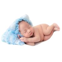 Baby Photography Props Lace Hats Posing Aid Newborn Girl Photo Shoot Outfits Infant Hat Posing Accessories Set (Blue)