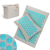 Acupressure Mat Pillow Set for Massage Linen Cotton Acupuncture Mat with Back Neck Bag Pain Relief Better Deeper Sleep,Green