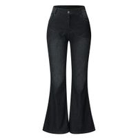 Handyulong Plus Size Womens Jeans Bootcut Tummy Control Hight Waisted Stretchy Denim Jeans Bell Bottom Pants Sweatpants Black