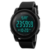 Quaanti Men Clock Movement Electronic Watches Fashion Men's LED Waterproof Digital Quartz Military Luxury Sport Date Watches Relogio (Black)
