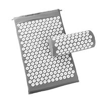 Acupressure mat Wellness Therapy Yoga Acupressure Mat -Massage Mat For Massage Relieve Back Body Pain Spike Mat Yoga Mat+Pillow new (color : Gray)