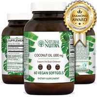 Natural Nutra Organic Non-GMO Virgin Coconut Oil Capsules with Lauric Acid and Monolaurin, Medium Chain Triglycerides (MCT) Supplement for Hair Growth, Weight Loss, Energy, 1000 mg, 60 Vegan Softgels