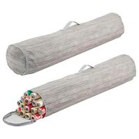 mDesign Soft Stripe Gift Wrap Storage Bag Tube with Handles - Side Handles, Stores Long Rolls of Gift Wrap - Taupe/Tan