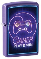 Zippo Gamer Controller Design Purple Matte Pocket Lighter