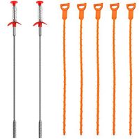 SENHAI 7 Pack Sewer Dredging Tools, 20 inch Hair Drain Clog Remover Drain Relief Auger Cleaning Tool (2 Stainless Steel and 5 Plastic)