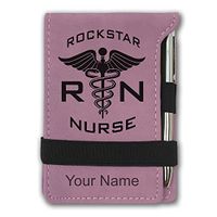 Mini Notepad, RN Rockstar Nurse, Personalized Engraving Included (Pink)