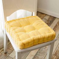Peacewish Thicker Square Seat Cushion for Home Office Kitchen Indoor Solid Color Chair Pads (Yellow, M)