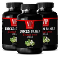 Brain Function Support Supplements - Ginkgo BILOBA Extract 50:1 120MG - Ginkgo Natural - 3 Bottles 150 Capsules