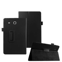 Iusun For Samsung Galaxy Tab E T560/T561 9.6inch Tablet Thinnest and Lightest Leather Cover Case +Tocuh Pen (Black)