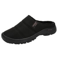Dainzuy Men Women Winter Warm Slippers Fuzzy Plush Lining House Shoes with Indoor Outdoor Anti-Skid Rubber Sole Black