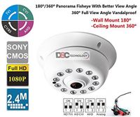 1080P 2.4 Megapixel Indoor Surveillance Security Camera Video Monitoring Night Vision 4-in-1 HD-TVI, AHD, CVI, CVBS Camera (White Indoor Dome 360 Degree Fish-Eye Lens)
