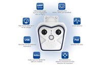 MOBOTIX MX-M16B DUAL-LENS IP Outdoor Camera, 6 MP Resolution, Moon-Light Sensor, Professional Software, Video Analytics - Body Only - Lens Not Included