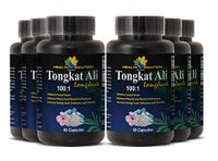 Tongkat ali Bulk - TONGKAT ALI Root Extract 100 : 1 400MG - Improve Muscle Mass and Strength (6 Bottles)
