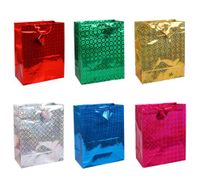 12-Pack Assorted Colors Hologram Premium Gift Bags with Tags