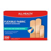 All-Health Flexible Fabric Adhesive Bandages, Assorted Sizes Variety Pack, 200 ct | Flexible Protection for First Aid and Wound Care