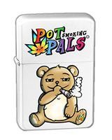 Hat Shark Pot Smoking Pals Bear Vector KGM Thunderbird Vintage Lighter - White Matte Finish