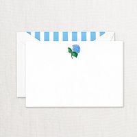 Crane & Co. Engraved Blue Hydrangea Correspondence Cards- Pack of 20 Cards