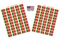 Made in USA! 100 Country Flag 1.5" x 1" Self Adhesive World Flag Scrapbook Stickers, Two Sheets of 50, 100 International Sticker Decal Flags Total (Portugal)