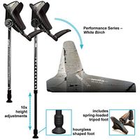 smartCRUTCH Performance Series Forearm Crutch with Premium Spring Loaded Flextip, 15-90 Degree Rotation - 2 Adult Ergonomic Adjustable Walking Aids - Small, Birch Bark