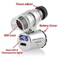 Grow Room Microscope - 60x Handheld Mini Pocket LED Loupe Magnifier - Blue or White light -