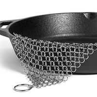 FengGa Stainless Steel Cast Iron Cleaner 66inch Scrubber Pan Scraper Cookware Accessories Skillet Scraper Pot for Cast Iron Pan,Pre-Seasoned Pan,Griddle Pans, BBQ Grills and More Pot Cookware