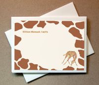 Personalized Giraffe Note Cards (40 Non-foldover Cards and Blank Envelopes)