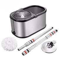 Broom and Dustpan With Long Handle Telescopic Upri Rotating mop - stainless steel lazy mop, household absorbent mop (Size : There are five mop heads)