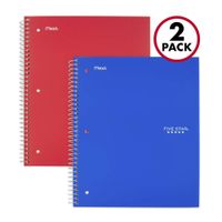 Five Star Spiral Notebooks, 3 Subject, College Ruled Paper, 150 Sheets, 11" x 8-1/2", Blue, Red, 2 Pack (38502)