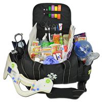 Lightning X Deluxe Stocked Large EMT First Aid Trauma Bag Fill Kit w/Emergency Medical Supplies (Black)