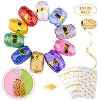 Metallic Curling Ribbons,Icnow 110 Yard Curly Ribbon Gift Wrapping Ribbon Balloon Ribbon with 20 Free Candy Bags for Wedding Parties Festival Florist Crafts Decor Gift Wrapping 10X11yd