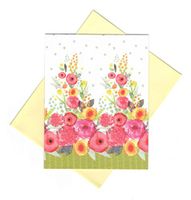 Spring Floral Blank Note Cards and Envelopes ~ Painted Flowers (Floral Arrangement; 6 Cards; 4.25" x 5.5"; Baby Yellow Envelopes)