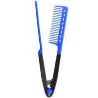 Emoly New V Shaped Straight Hairdressing Styling | Straightener Comb for Knotty Hair | Styling Comb for Unkempt Hair (Blue)