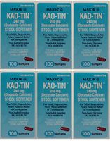 Docusate Calcium 240 mg Softgels for Gentle, Reliable Relief from Occasional Constipation 100 Softgels per Bottle Pack of 6 Bottles Total 600 Softgels
