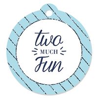 Two Much Fun - Boy - 2nd Birthday Party Favor Gift Tags (Set of 20)